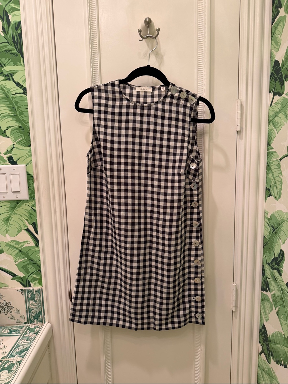 NEW Doen Black and White Coralie Gingham Mini Shift Dress Size 2 - Picture 5 of 12